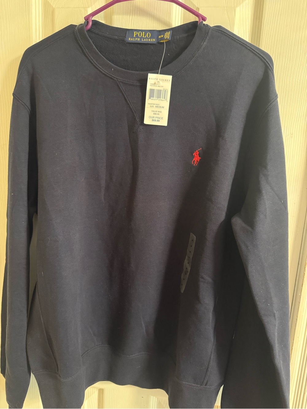 Ralph Lauren Navy Crewneck Sweatshirt with Red Pony
